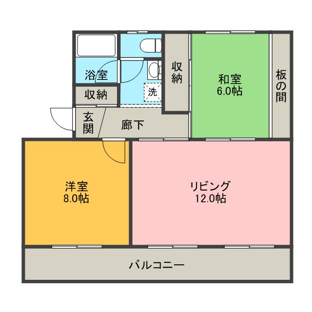 遠藤ハイツB(2LDK/3階)の間取り写真