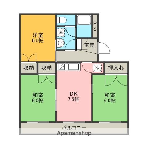 長谷川マンション1(3DK/2階)の間取り写真