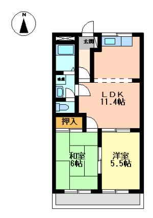 グランドパレス長泉A(2LDK/2階)の間取り写真