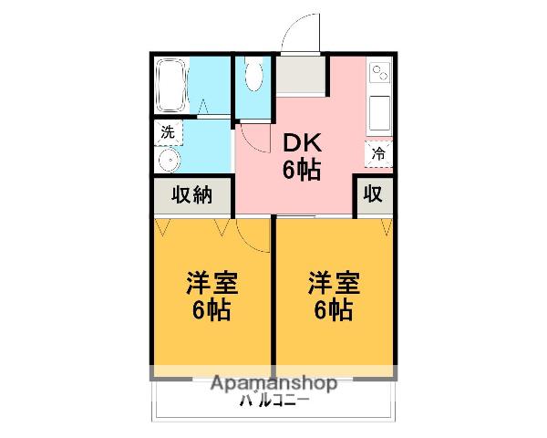 御殿場線 長泉なめり駅 徒歩16分 2階建 築23年(2DK/2階)の間取り写真