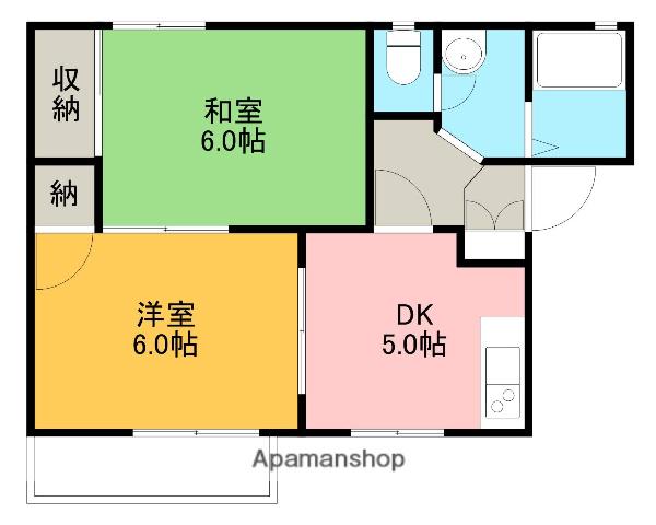 クレール飯田(2DK/2階)の間取り写真