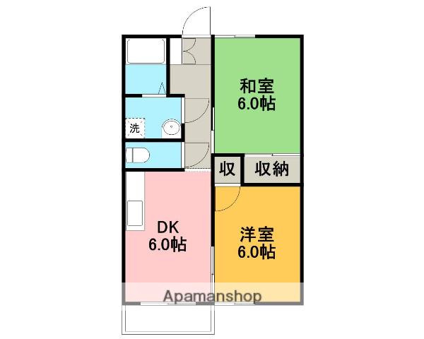 サンハイツB(2DK/1階)の間取り写真