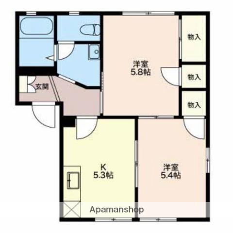 フレグランス印野(2DK/1階)の間取り写真