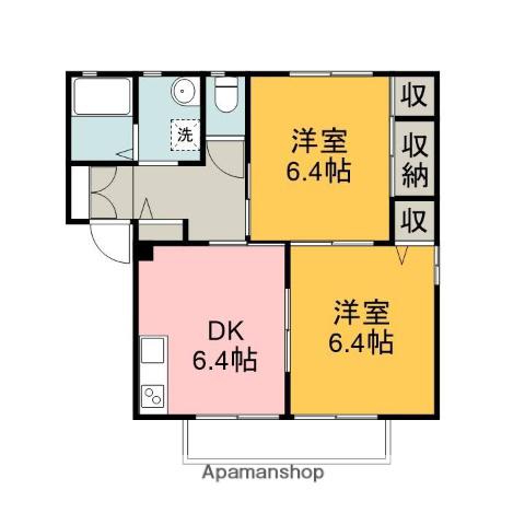 セレス富士岡(2DK/2階)の間取り写真