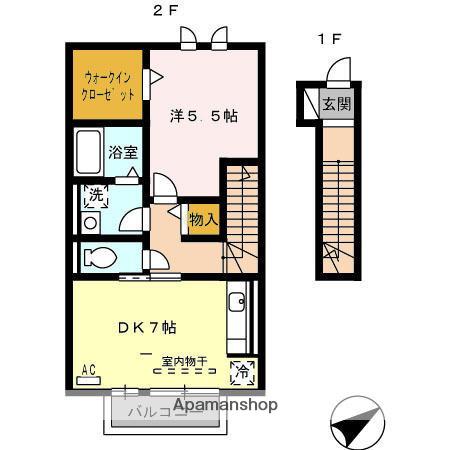 モダンコート新堀(1DK/2階)の間取り写真