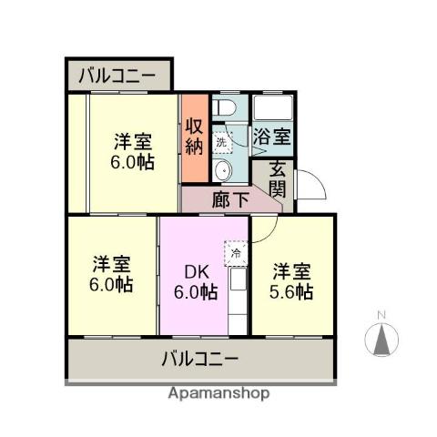 サンティラ21(3DK/3階)の間取り写真