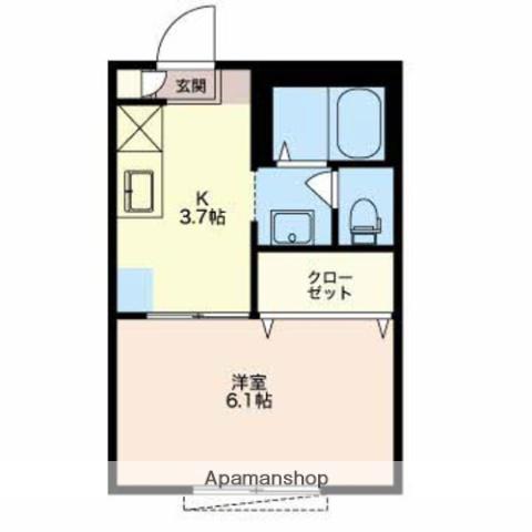 レインボー野木(1K/2階)の間取り写真