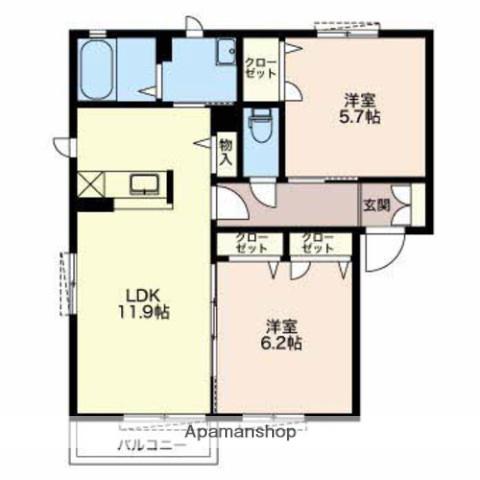アベニュー日垣田A・B・C(2LDK/2階)の間取り写真