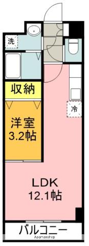 あした葉(ワンルーム/3階)の間取り写真