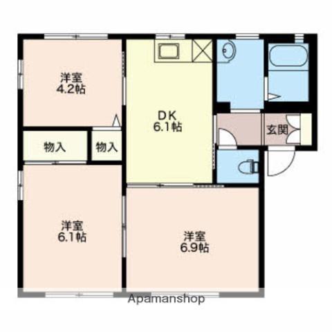 ヴィラ宮前(3DK/1階)の間取り写真