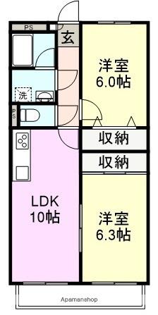 コーポラス野中(2LDK/1階)の間取り写真