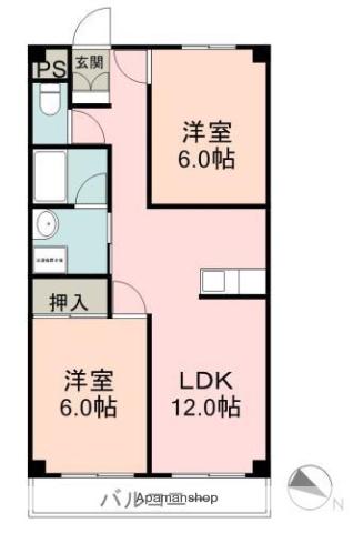 第2TKビル(2LDK/2階)の間取り写真