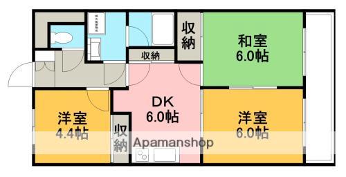 シャンテール富士見(3DK/3階)の間取り写真