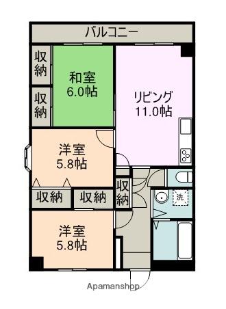 メゾン東富士(3LDK/5階)の間取り写真