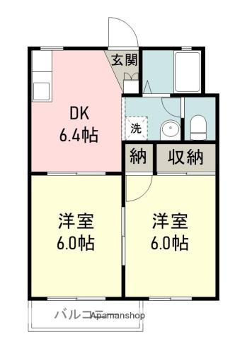 チャオ御殿場(2DK/2階)の間取り写真