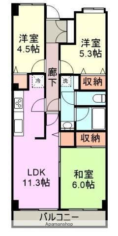 シャンドン御殿場(3LDK/4階)の間取り写真