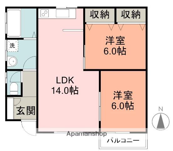 ヴィラブライト(2LDK/1階)の間取り写真