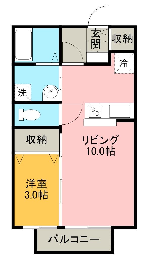 セジュール森乃腰(ワンルーム/2階)の間取り写真