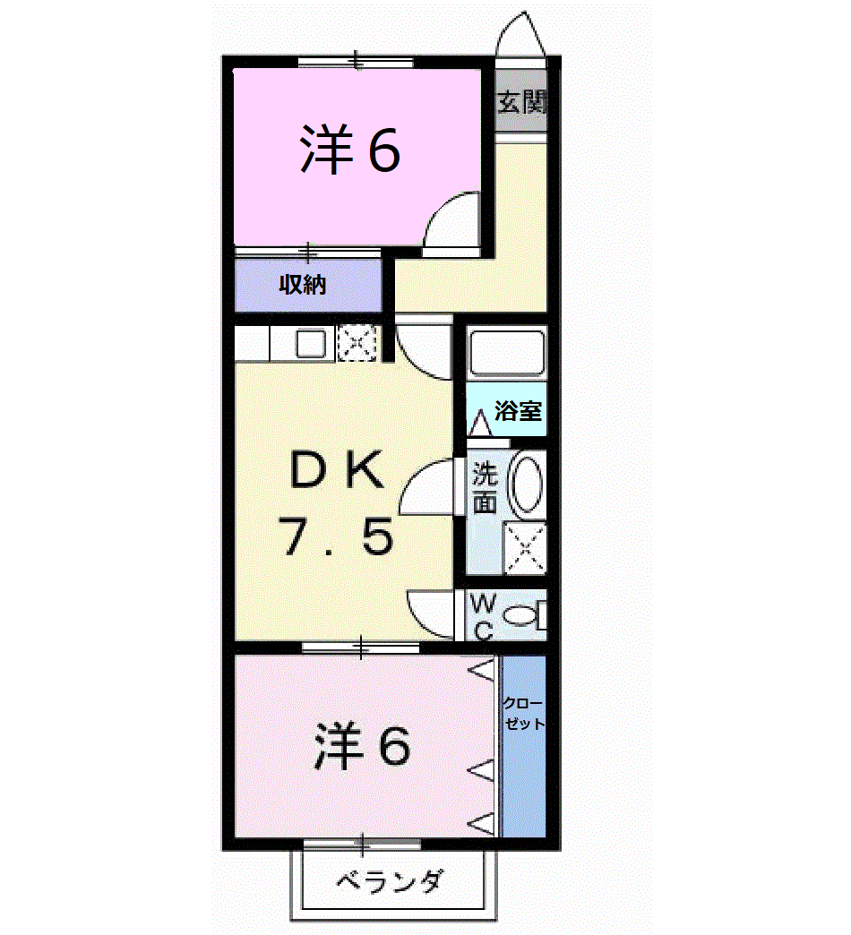 パークサイドテラス(2DK/2階)の間取り写真