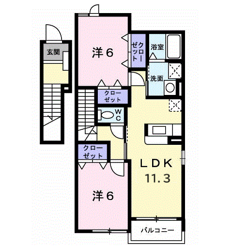 ソレイユFUJI(2LDK/2階)の間取り写真
