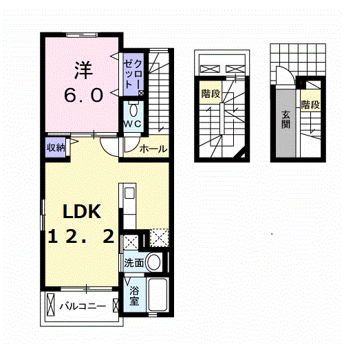 GRANDE MUKAI Ⅲ(1LDK/3階)の間取り写真