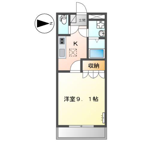 ルミナス・ベル(1K/1階)の間取り写真