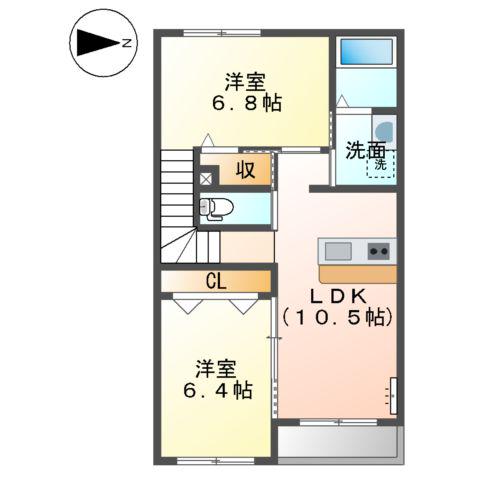 ヴァンベール須走(2LDK/2階)の間取り写真