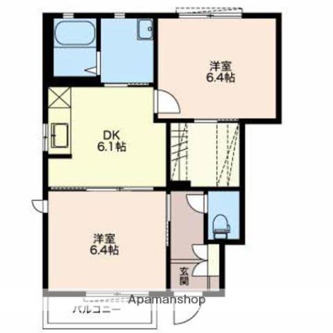 アベニュー向B(2DK/1階)の間取り写真