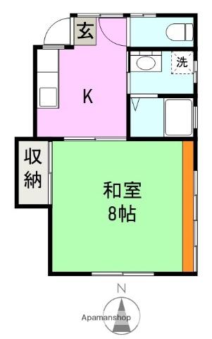 コーポ森東(1K/1階)の間取り写真