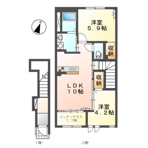 ディア・コート(2LDK/2階)の間取り写真