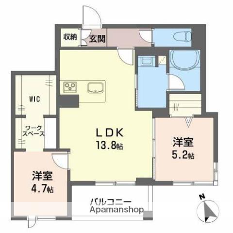 GRANDE LUCE(2LDK/2階)の間取り写真