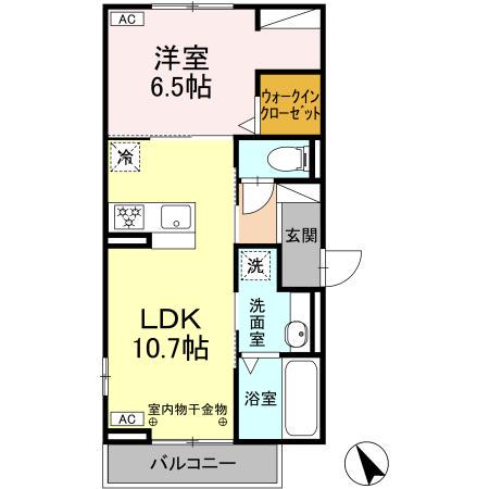 東田中PJⅤ(1LDK/3階)の間取り写真