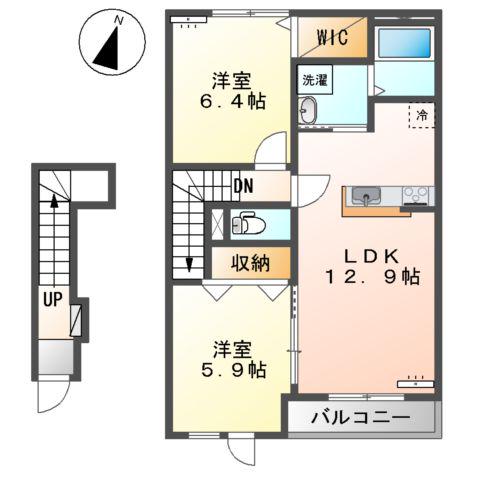 スターブル(2LDK/2階)の間取り写真