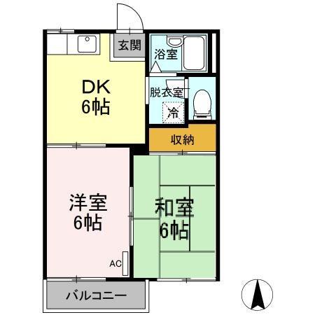 第二沖田ハイツ(2DK/2階)の間取り写真