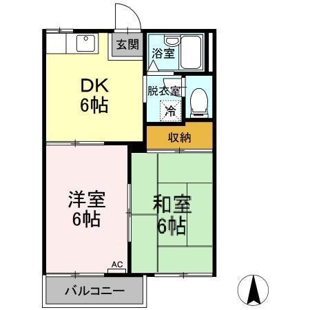 第二沖田ハイツ(2DK/2階)の間取り写真