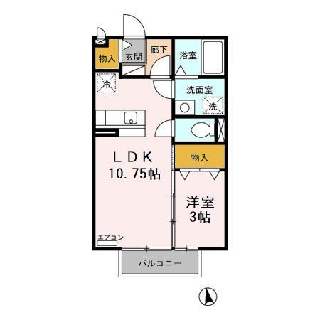 セジュール便船塚(1LDK/2階)の間取り写真