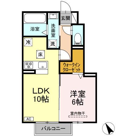 トリシア K・J(1LDK/1階)の間取り写真