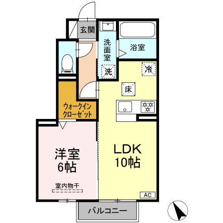 トリシア K・J(1LDK/1階)の間取り写真