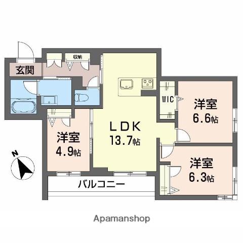 ヴィアソーレ(3LDK/2階)の間取り写真