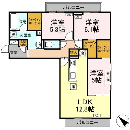 CASA SOLARE(3LDK/1階)の間取り写真