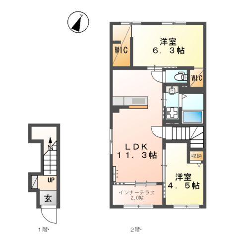 御殿場市御殿場アパート 令和8年2月完工(2LDK/2階)の間取り写真