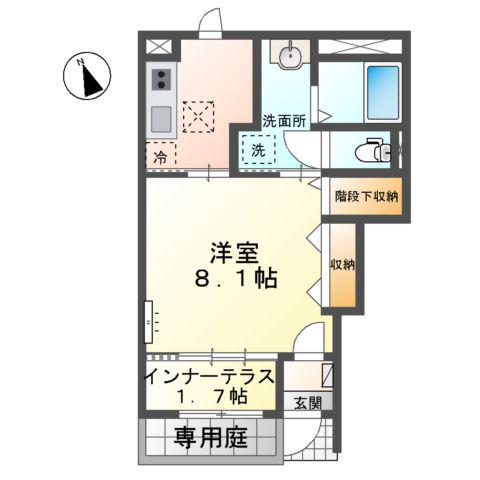 キャトルセゾン(1K/1階)の間取り写真