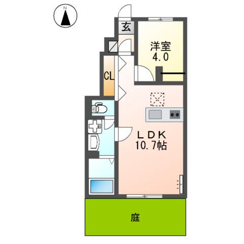 西田中アパート令和8年8月末入居可能(1LDK/1階)の間取り写真