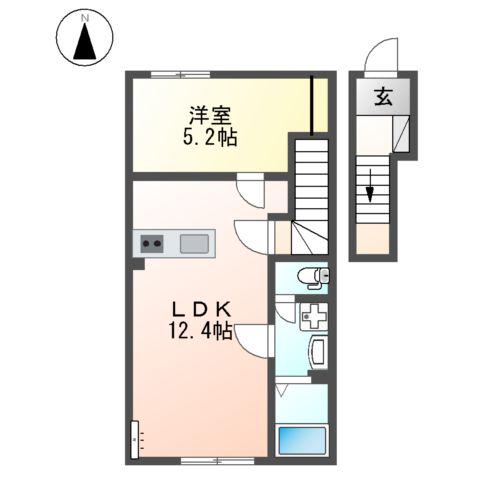 西田中アパート令和8年8月末入居可能(1LDK/2階)の間取り写真