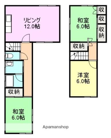 御殿場線 富士岡駅 徒歩20分 2階建 築42年(3LDK)の間取り写真