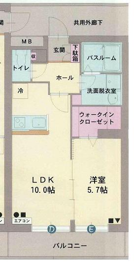 ザ・ハウス(1LDK/4階)の間取り写真