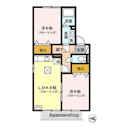 グリーンヒルズ(2LDK/2階)の間取り写真