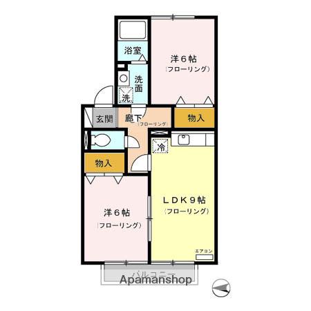 グリーンヒルズ(2DK/2階)の間取り写真