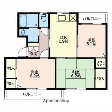 グランメール千本B(3DK/4階)の間取り写真