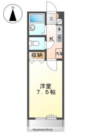 アプローズ(1K/4階)の間取り写真